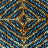Patterned fabric with blue and brown design