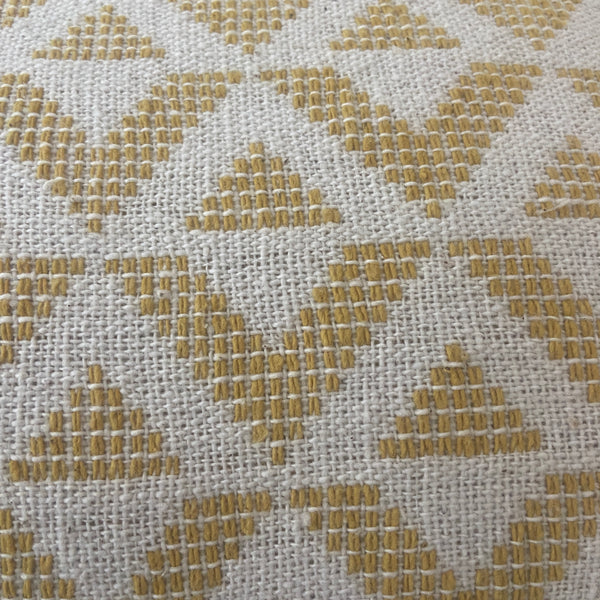 Hand-woven Organic Cotton Cushion, Square with Yellow Design