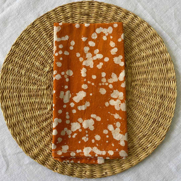 Orange and white napkin