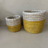 Yellow and White Storage Basket - Set of Two