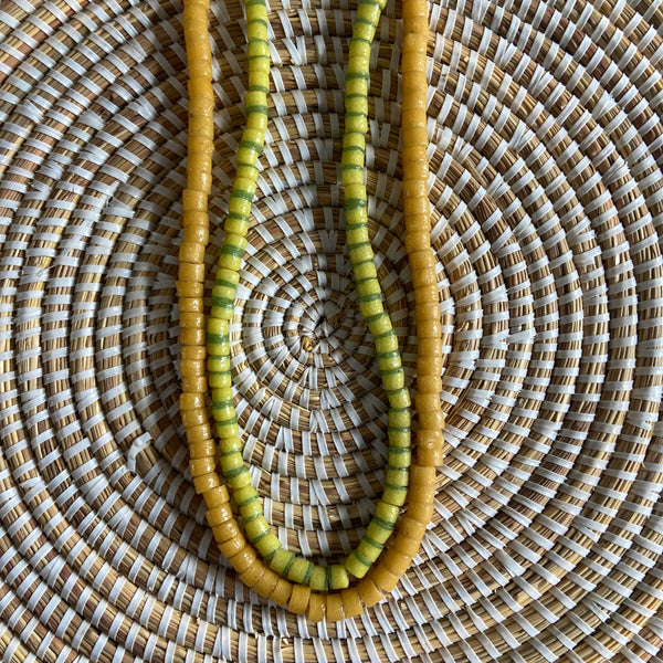 Two Small Layering Bead Necklaces (Yellow & Green)