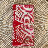 Red and White Eye Design, African Wax. Set of 2.