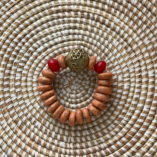 Orange and red bead bracelet 