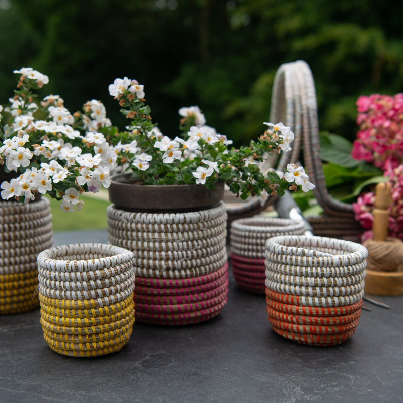 Yellow and White Storage Basket - Set of Two