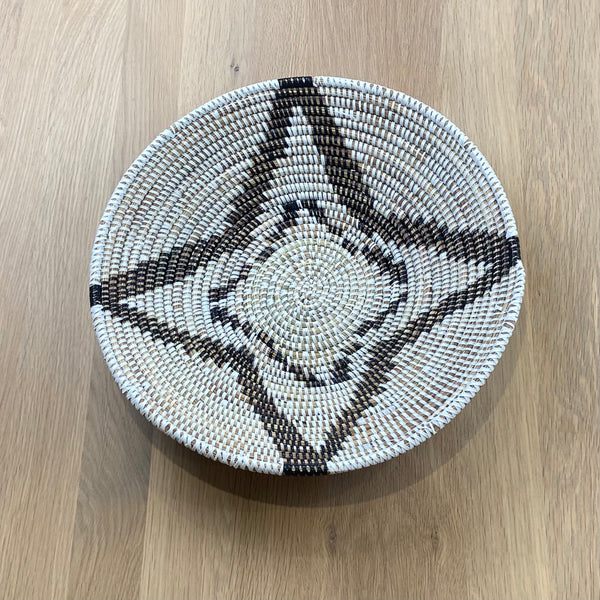 White Basket bowl with brown star design