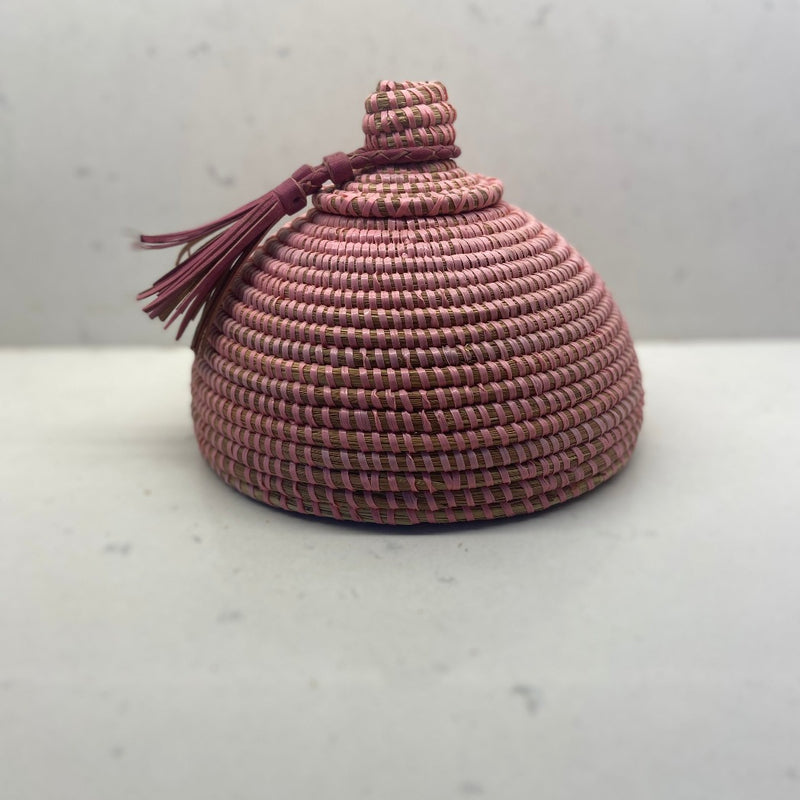pink handmade storage basket