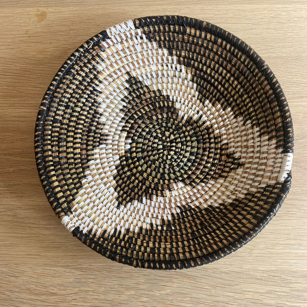 black handmade basket bowl