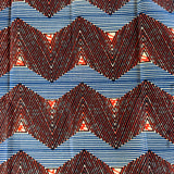 Patterned fabric with red and blue zigzag design