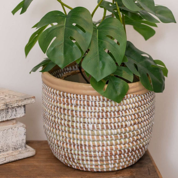 white planter basket