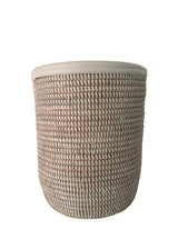 white handwoven vase