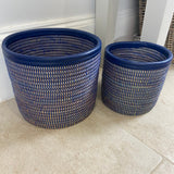 blue handmade baskets