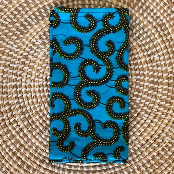 Blue and Yellow Vine, African Wax Design. Set of 2.