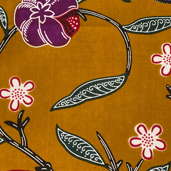 “Fleur de Grenadine” Brown with Multi Colours, African Wax Design. Set of 2.