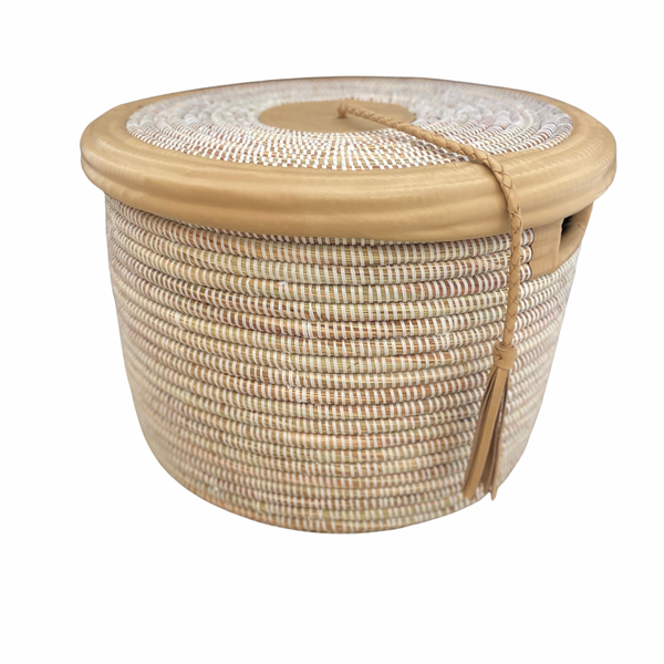 White lidded basket