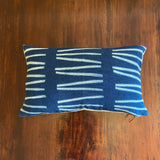 Indigo Short Rectangle Cushion. Light Blue Ligne Vertical.