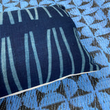 Indigo Long Rectangle Cushion. Dark Blue Ligne Vertical.