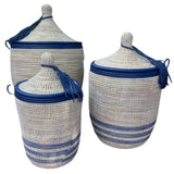 White with blue stripe basket 