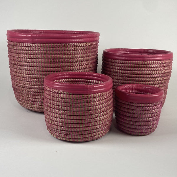 pink storage baskets