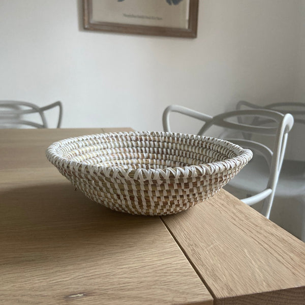 white handwoven bowl