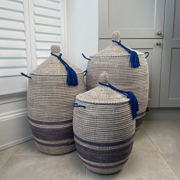 A Set of  white and blue baskets
