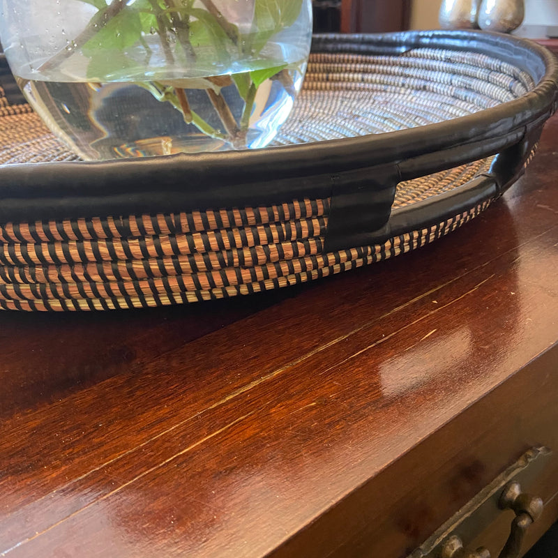 Black Tray with Black Leather Trim