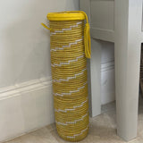 Yellow Tall Storage Basket with Yellow Leather Trim