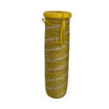 Yellow Tall Storage Basket with Yellow Leather Trim